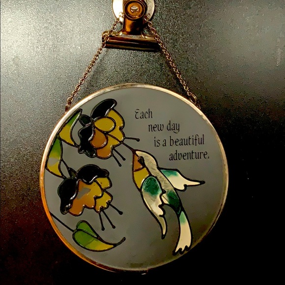 Vintage wall hanging,colourful painted glass